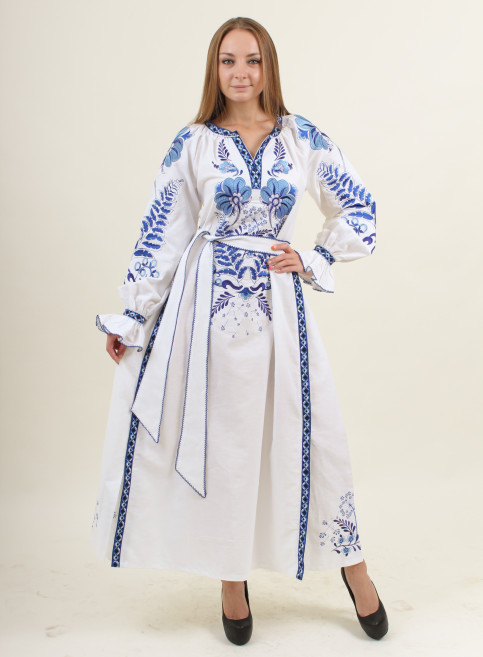 Вишите плаття Либідь (біла) купити в Україні від виробника Галичанка фото 1